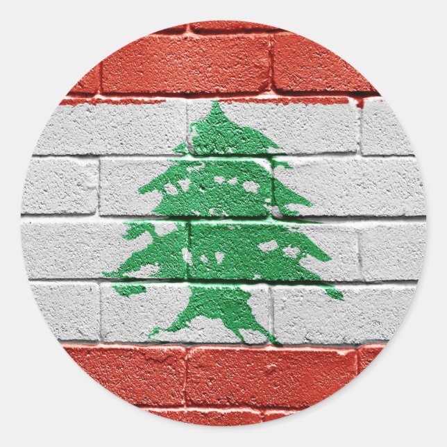 Sticker Rond Drapeau du Liban (Devant)