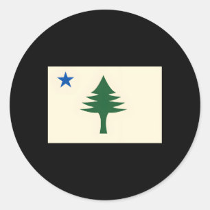 Sticker Rond Drapeau Du Maine 1901 État Du Maine Drapeau E Arbr