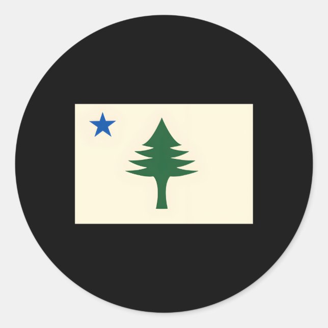 Sticker Rond Drapeau Du Maine 1901 État Du Maine Drapeau E Arbr (Devant)