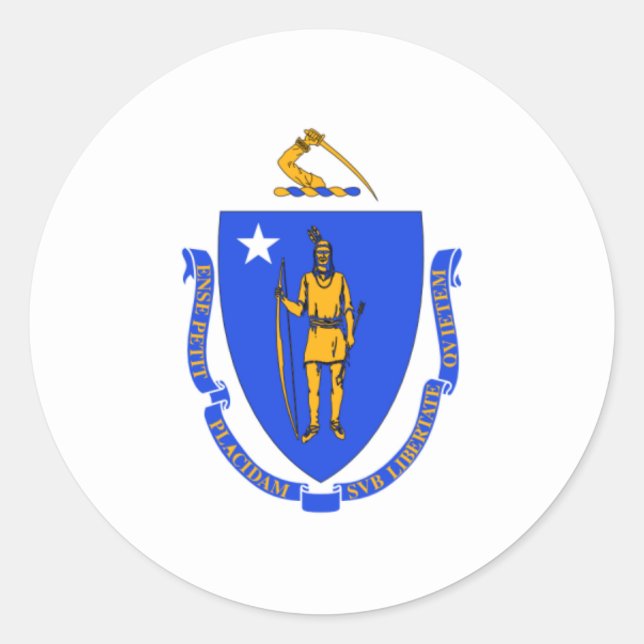 Sticker Rond Drapeau du Massachusetts (Devant)