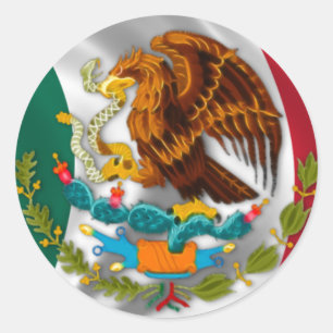 Sticker Rond Drapeau du Mexique, Armoiries