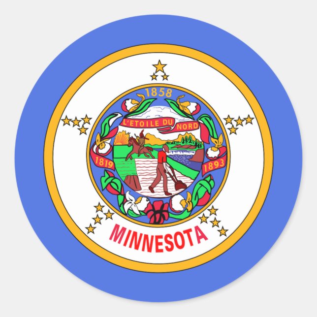 Sticker Rond Drapeau du Minnesota (Devant)