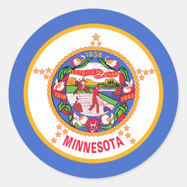 Sticker Rond Drapeau du Minnesota, Drapeau du Minnesota (Devant)