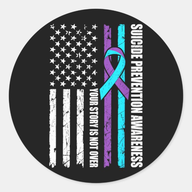 Sticker Rond Drapeau du Mois de la sensibilisation à la prévent (Devant)
