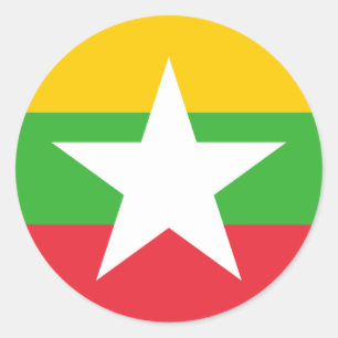Sticker Rond Drapeau du Myanmar