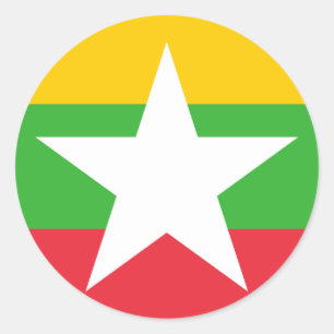 Sticker Rond Drapeau du Myanmar
