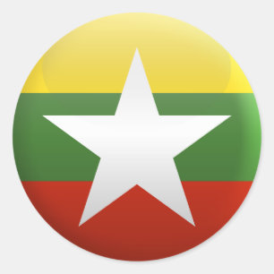 Sticker Rond Drapeau du Myanmar