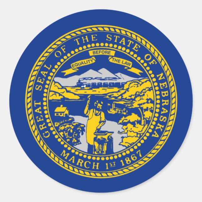 Sticker Rond Drapeau du Nebraskan, drapeau du Nebraska (Devant)