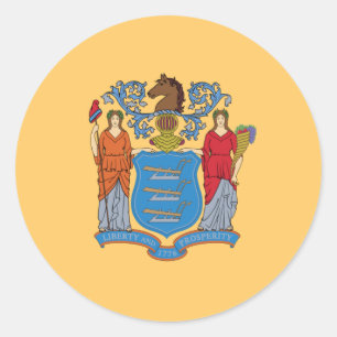 Sticker Rond Drapeau du New Jersey, Drapeau du New Jersey