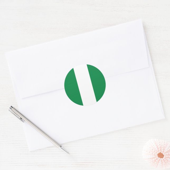 Sticker Rond Drapeau du Nigeria (Enveloppe)
