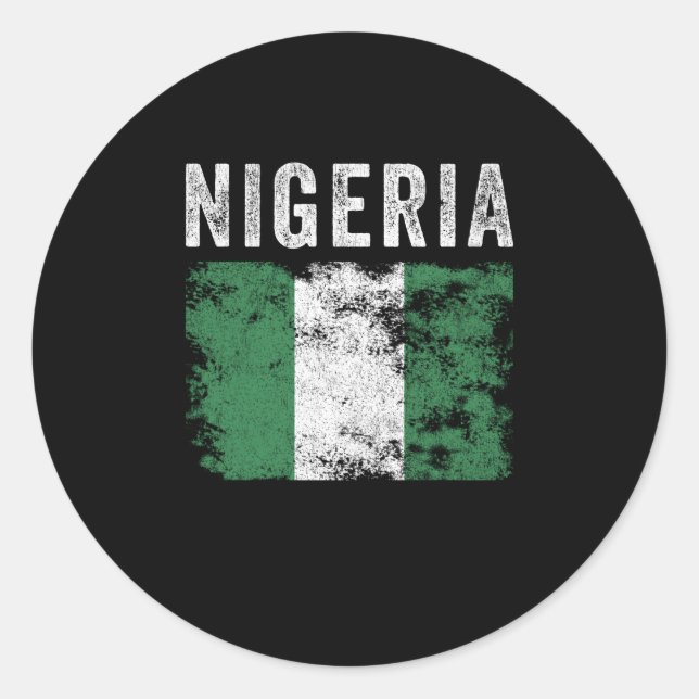 Sticker Rond Drapeau du Nigeria en détresse - Drapeau du Nigeri (Devant)