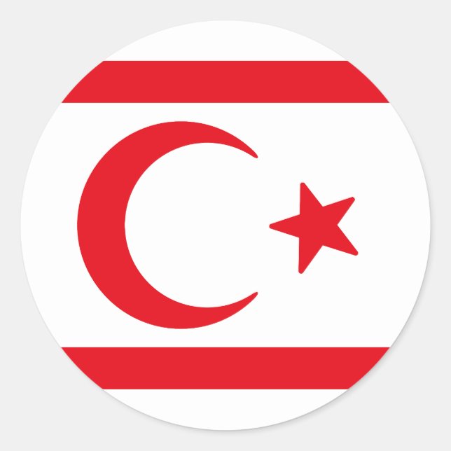 Sticker Rond Drapeau du nord de Chypre (Devant)
