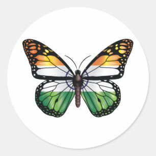 Sticker Rond Drapeau du papillon monarque d'Inde