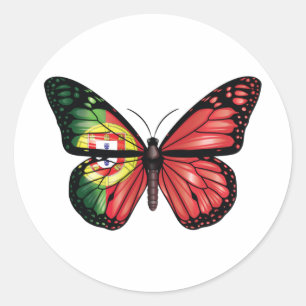 Sticker Rond Drapeau du papillon portugais