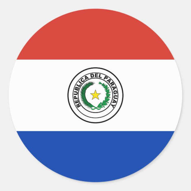 Sticker Rond Drapeau du Paraguay (Paraguay) (Devant)