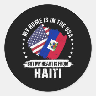 Sticker Rond Drapeau du patriote américain Haïti Racines haïtie