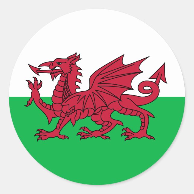Sticker Rond Drapeau du Pays de Galles (Devant)