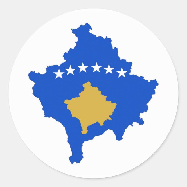Sticker Rond drapeau du pays kosovo forme silhouette (Devant)