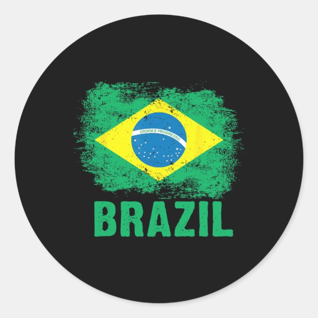 Sticker Rond Drapeau du pied brésilien Drapeau brésilien  (Devant)