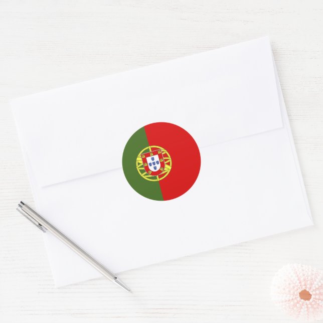Sticker Rond Drapeau du Portugal (Enveloppe)