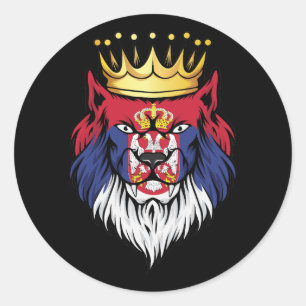 Sticker Rond Drapeau du roi Lion de Serbie