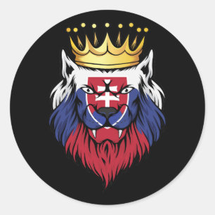 Sticker Rond Drapeau du roi Lion de Slovaquie