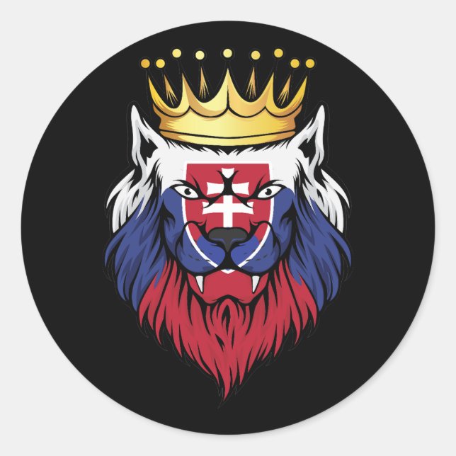 Sticker Rond Drapeau du roi Lion de Slovaquie (Devant)