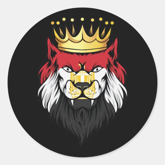 Sticker Rond Drapeau du roi Lion d'Égypte (Devant)