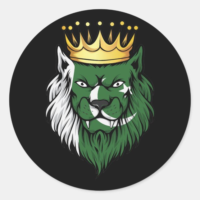 Sticker Rond Drapeau du roi Lion du Pakistan (Devant)