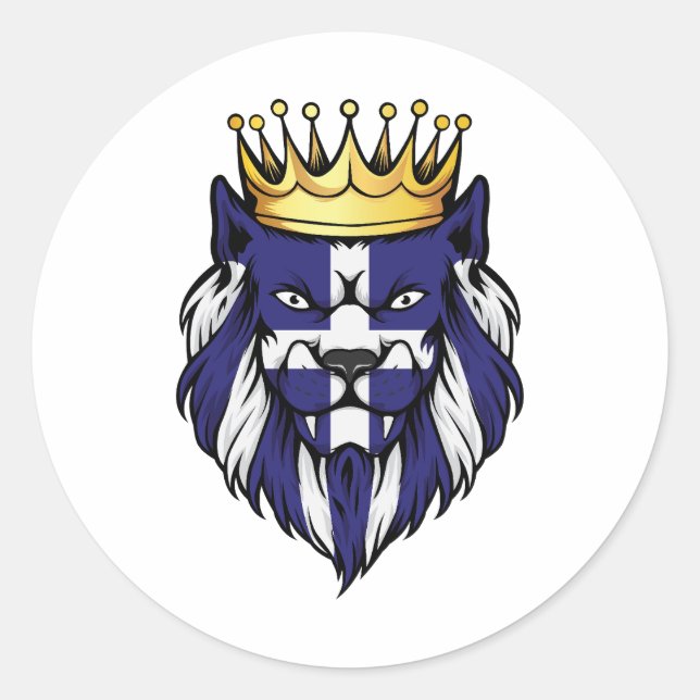 Sticker Rond Drapeau du roi Lion Grèce (Devant)