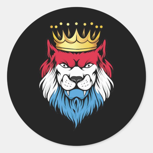 Sticker Rond Drapeau du roi Lion Luxembourg (Devant)