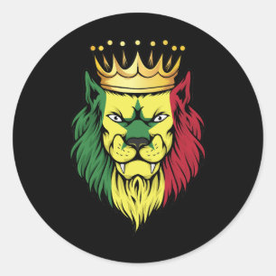 Sticker Rond Drapeau du roi Lion Sénégal