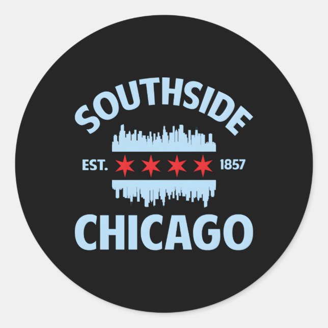 Sticker Rond Drapeau du sud de Chicago (Devant)