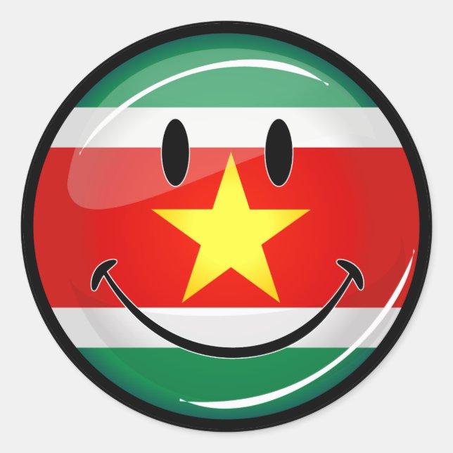 Sticker Rond Drapeau du Suriname | Visage souriant (Devant)