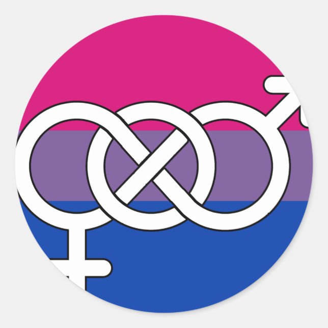 Sticker Rond Drapeau du symbole de la fierté bisexuelle (Devant)