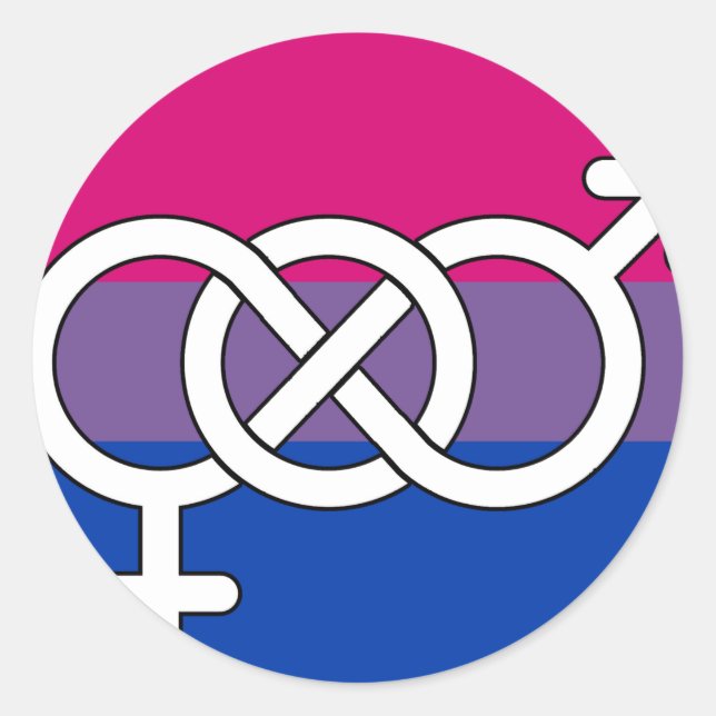 Sticker Rond Drapeau du symbole de la fierté bisexuelle (Devant)