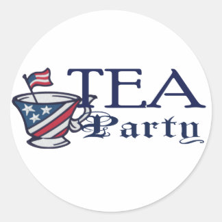 Sticker Rond Drapeau du Tea Party Parodie politique