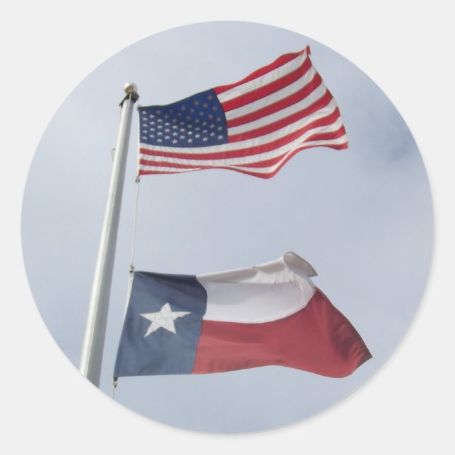 Sticker Rond Drapeau du Texas et des États-Unis (Devant)