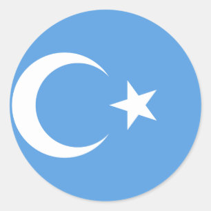 Sticker Rond Drapeau du Turkestan oriental Ouyghur