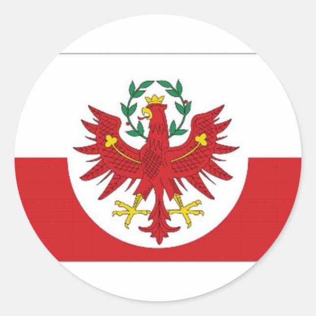 Sticker Rond Drapeau du Tyrol d'Autriche (Devant)