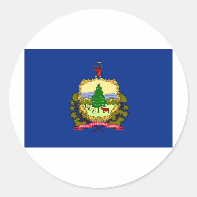 Sticker Rond Drapeau du Vermont (Devant)