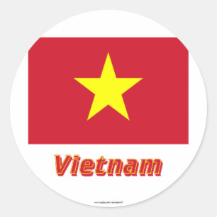 Sticker Rond Drapeau du Vietnam avec le nom