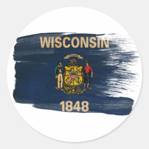 Sticker Rond Drapeau du Wisconsin