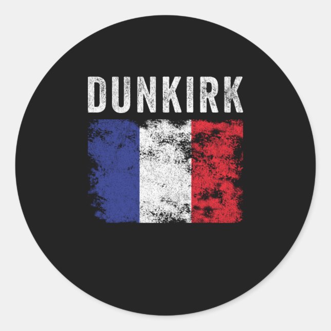 Sticker Rond Drapeau Dunkerque France Souvenir français (Devant)