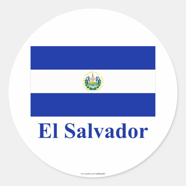 Sticker Rond Drapeau El Salvador avec nom (Devant)