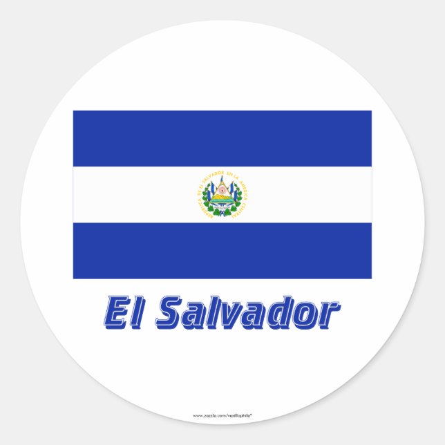 Sticker Rond Drapeau El Salvador avec nom (Devant)