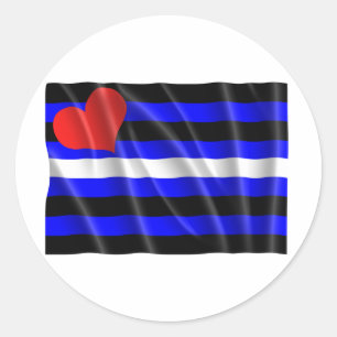 STICKER ROND DRAPEAU EN CUIR ONDULÉ