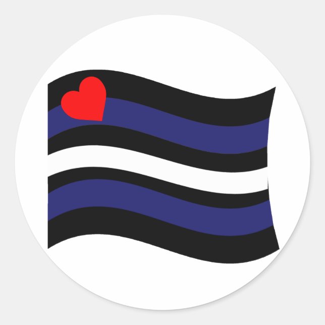 STICKER ROND DRAPEAU EN CUIR QUI FLOTTE (Devant)