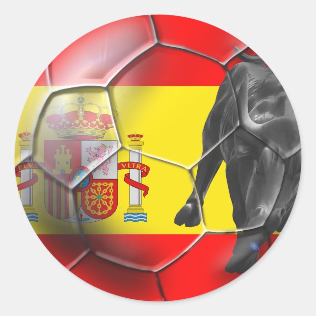 Sticker Rond Drapeau espagnol football ballon Espagne cadeaux d (Devant)