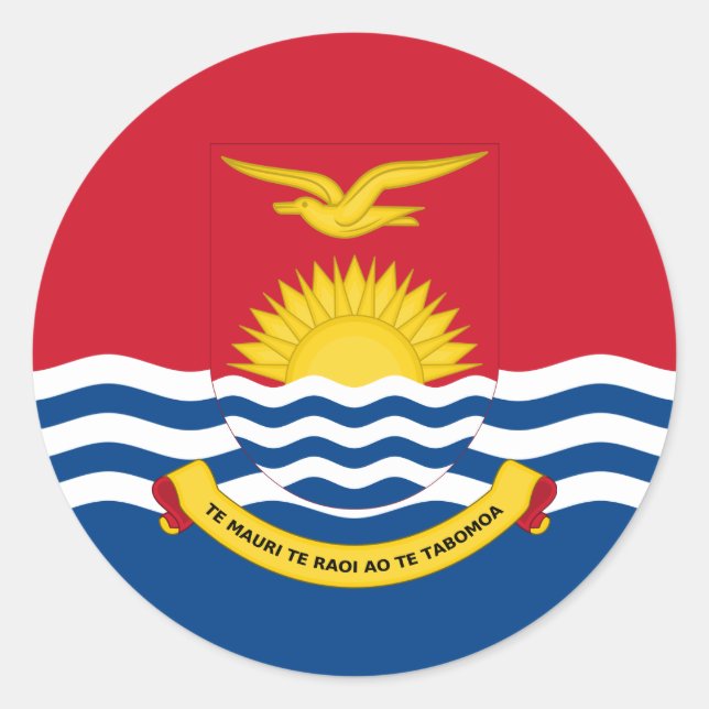 Sticker Rond Drapeau et armoiries de Kiribati, Drapeau de Kirib (Devant)